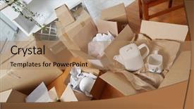  Presentation with veterans forces moving house american - Theme having moving boxes in new house background and a  colored foreground