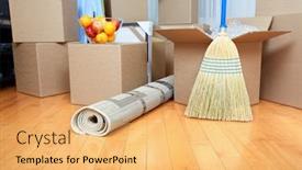  Presentation with moving - Amazing presentation theme having moving-boxes-in-new-house backdrop and a yellow colored foreground