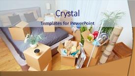  Presentation with veterans forces moving house american - Audience pleasing slide deck consisting of moving boxes in new house backdrop and a sky blue colored foreground