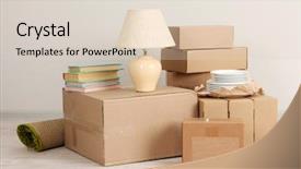  Presentation with moving - Beautiful presentation design featuring moving boxes on the floor backdrop and a lemonade colored foreground