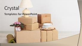  Presentation with moving graduation - Colorful slide set enhanced with moving boxes on the floor backdrop and a light gray colored foreground