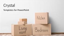  Presentation with moving - Cool new slides with moving boxes on wall background backdrop and a white colored foreground