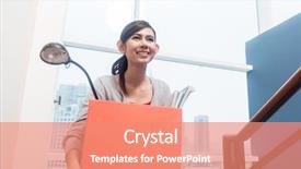  Presentation with moving - Amazing slide deck having moving boxes up the stair backdrop and a  colored foreground