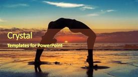  Presentation with women inventing - Presentation design consisting of moving bridge - women exercising background and a tawny brown colored foreground