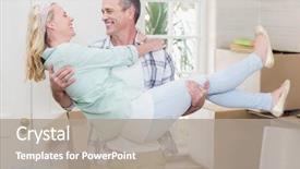  Presentation with happy birthday for husband - Theme consisting of moving bubbles - happy husband carrying his wife background and a  colored foreground