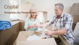  Presentation with memories temlate text box - Slides featuring moving bubbles - smiling couple packing mug background and a lemonade colored foreground