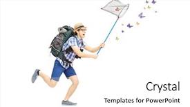  Presentation with butterfly moving - Audience pleasing PPT theme consisting of moving butterfly - full length portrait backdrop and a white colored foreground