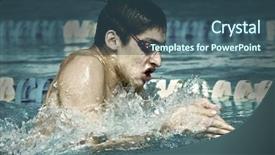  Presentation with swim fundraiser - PPT layouts with moving butterfly - swimmer in waterpool swim breastorke background and a  colored foreground