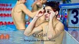  Presentation with swimming beautiful girl swims underwater - Cool new PPT layouts with moving butterfly - swimmer in waterpool swim one backdrop and a  colored foreground