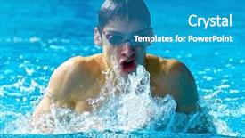  Presentation with butterfly moving - Theme consisting of moving butterfly - swimmer in waterpool swim one background and a  colored foreground