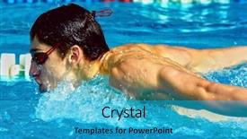  Presentation with swim fundraiser - Colorful presentation theme enhanced with moving butterfly - swimmer in waterpool swim one backdrop and a teal colored foreground