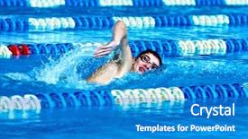  Presentation with butterfly moving - Slides featuring moving butterfly - swimmer in waterpool swim one background and a teal colored foreground