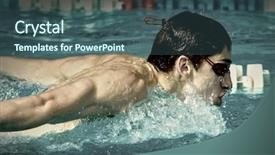  Presentation with swim - PPT layouts consisting of moving butterfly - swimmer in waterpool swim one background and a ocean colored foreground