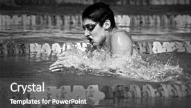  Presentation with swimming beautiful girl swims underwater - Audience pleasing slide deck consisting of moving butterfly - swimmer in waterpool swim one backdrop and a  colored foreground