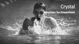  Presentation with swim - PPT theme having moving butterfly - swimmer in waterpool swim one background and a  colored foreground