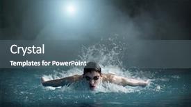  Presentation with swimmer - Presentation featuring moving butterfly - swimmer in waterpool background and a ocean colored foreground