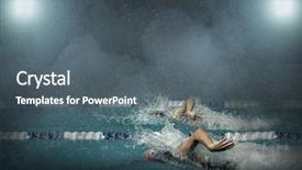  Presentation with butterfly moving - Beautiful presentation theme featuring moving butterfly - swimmers in waterpool backdrop and a gray colored foreground