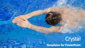  Presentation with blue water lily - Cool new PPT layouts with moving butterfly - young man swimming in blue backdrop and a teal colored foreground