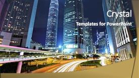  Presentation with city night - Cool new slide set with moving car - traffic in city at night backdrop and a ocean colored foreground