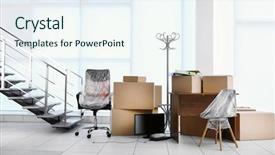  Presentation with personal belongings - Beautiful slides featuring moving cardboard boxes and personal backdrop and a sky blue colored foreground