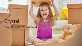  Presentation with new parents at home baby - Slide deck having moving children - move to a new home background and a coral colored foreground