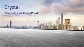  Presentation with urban buildings - Beautiful slide set featuring moving city street lights - empty urban road and buildings backdrop and a  colored foreground