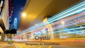  Presentation with light - PPT layouts enhanced with moving city street lights - light trails at night background and a gold colored foreground