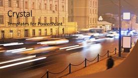  Presentation with traffic - Amazing slides having moving city street lights - night traffic backdrop and a  colored foreground