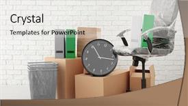  Presentation with youth skin care concept beige - PPT layouts consisting of moving clock background - office move concept carton boxes background and a white colored foreground