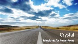  Presentation with country - Presentation theme featuring moving clouds - country road with motion blur background and a gray colored foreground