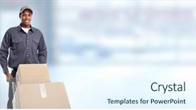  Presentation with motherhood and african american - Presentation theme having cart postal - african-american delivery postman background and a cool aqua colored foreground
