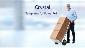  Presentation with starch drug delivery - Colorful slide set enhanced with ship cargo handling - delivery man with parcels backdrop and a sky blue colored foreground