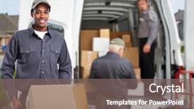  Presentation with cargo - Theme having cargo weight - delivery man background and a coral colored foreground