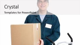  Presentation with starch drug delivery - Slide deck having delivery postman isolated on white background and a white colored foreground