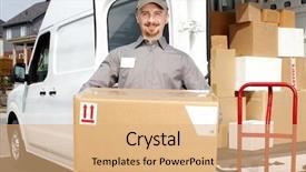  Presentation with cargo insurance man and passenger - Slide set with man with parcel near cargo background and a  colored foreground