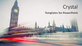  Presentation with london - Audience pleasing slide deck consisting of moving double-decker bus backdrop and a white colored foreground