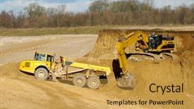  Presentation with truck - Presentation with moving earth - yelloow truck and digger are background and a yellow colored foreground