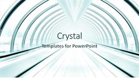  Presentation with high rise building - Cool new slide deck with moving escalator - underside wide angled and perspective backdrop and a sky blue colored foreground