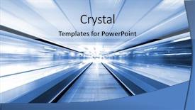  Presentation with moving business - Colorful PPT theme enhanced with moving escalator in business center backdrop and a light blue colored foreground