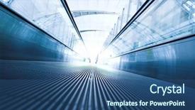  Presentation with movie theater hall of cinema - Beautiful presentation theme featuring moving escalator in the office backdrop and a ocean colored foreground