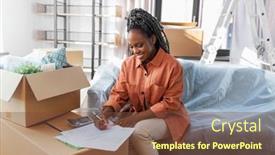  Presentation with real estate - Presentation consisting of moving-finances-and-real-estate background and a tawny brown colored foreground