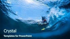  Presentation with crystal - Presentation theme featuring moving fish - underwater view of the surfer background and a ocean colored foreground