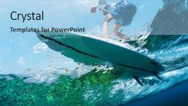  Presentation with ocean wave - Amazing presentation design having moving fish - underwater view of the surfer backdrop and a light blue colored foreground