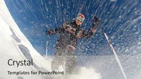  Presentation with released - Amazing slide deck having moving free - downhill alpine skiing at high backdrop and a light gray colored foreground
