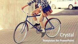  Presentation with people street - Presentation featuring moving gears - people style leisure and lifestyle background and a  colored foreground