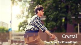  Presentation with fixed wing uav - Presentation theme featuring moving gears - people style leisure and lifestyle background and a coral colored foreground