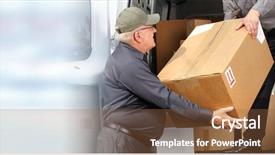  Presentation with starch drug delivery - Amazing presentation theme having delivery postman with a box backdrop and a tawny brown colored foreground