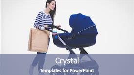  Presentation with mom - PPT theme consisting of baby strollers - full length portrait background and a ocean colored foreground