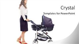  Presentation with mother baby - Colorful slide set enhanced with mother pushing a baby backdrop and a white colored foreground