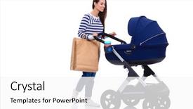  Presentation with mother baby - Beautiful PPT theme featuring baby strollers - full length portrait backdrop and a white colored foreground
